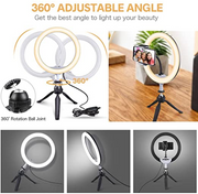 10" LED Ring Light with Tripod Stand & Phone Holder, UBeesize Dimmable Desk Makeup Ring Light, Perfect for Live Streaming & YouTube Video, Photography, 3 Light Modes and 11 Brightness Levels