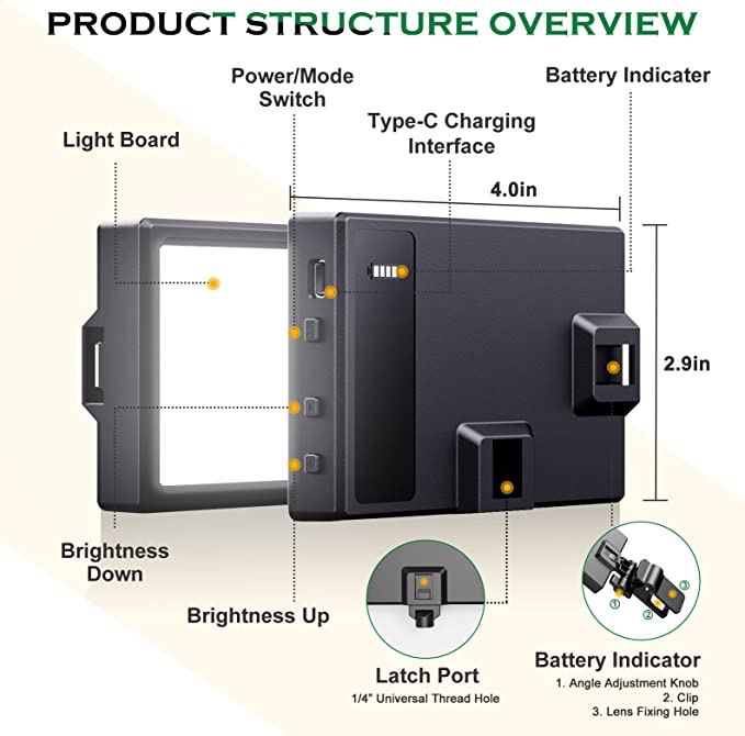 UBeesize撮影用ライト ビデオライト 三色ライト 10レベル明るさ 3000K