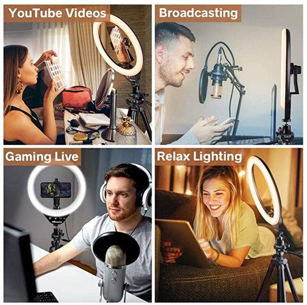UBeesize 10 LED Ring Light with Stand and Phone Holder Selfie