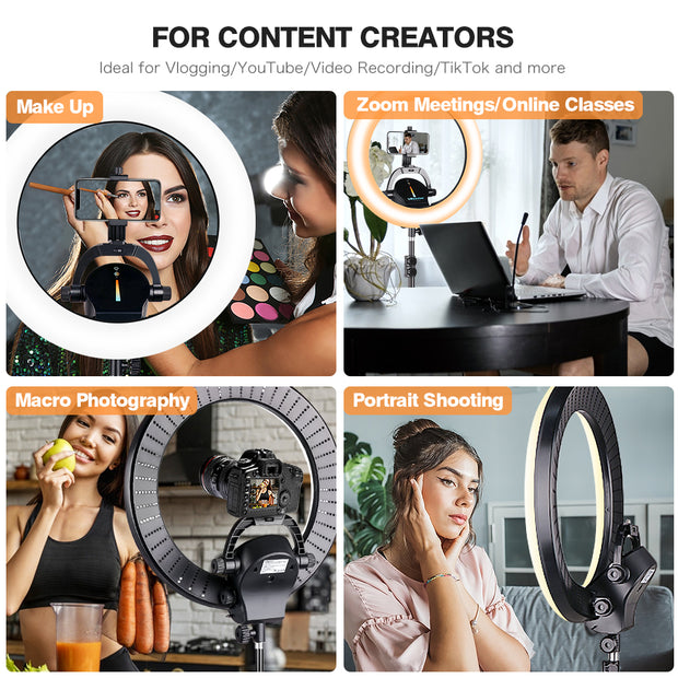 16-inch Outer Ring Light with Wireless Control, UBeesize Professional Bi-Color 3000K-6000K Circle Lights, Up to 4000Lux, Compatible with DSLR Cameras, Cell Phones and Webcams