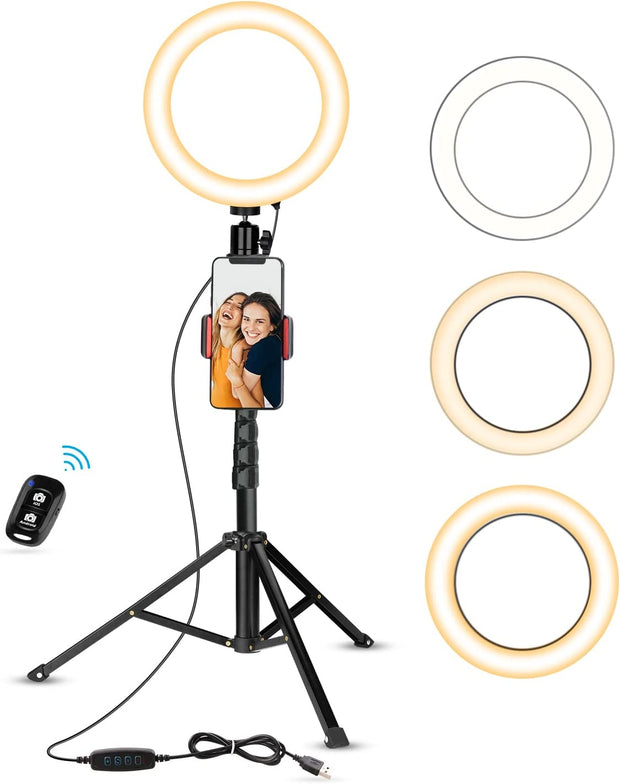 Aureday 14'' Selfie Ring Light with 62'' Tripod Stand and Phone Holder,  Dimmable LED Phone Ringlight for Makeup/Video Recording/Photography, Circle